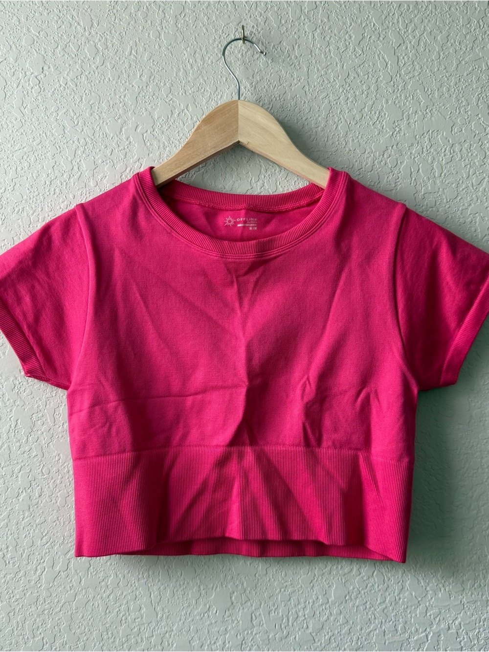 aerie Hot‎ Pink Cropped Tee